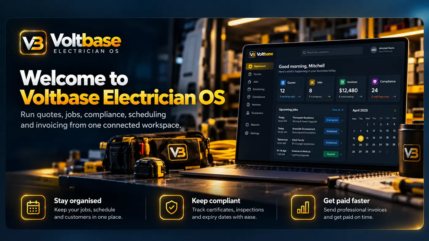 Illustrative electrician business technology graphic